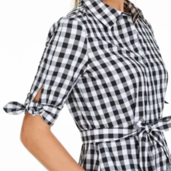 Calvin Klein Modern 1950’s Gingham Shirt Dress - Picture 3 of 11